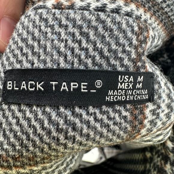 NWOT Black Tape_ White Blue Gray Plaid Trendy Button Front Jacket Sz Medium - Picture 7 of 9